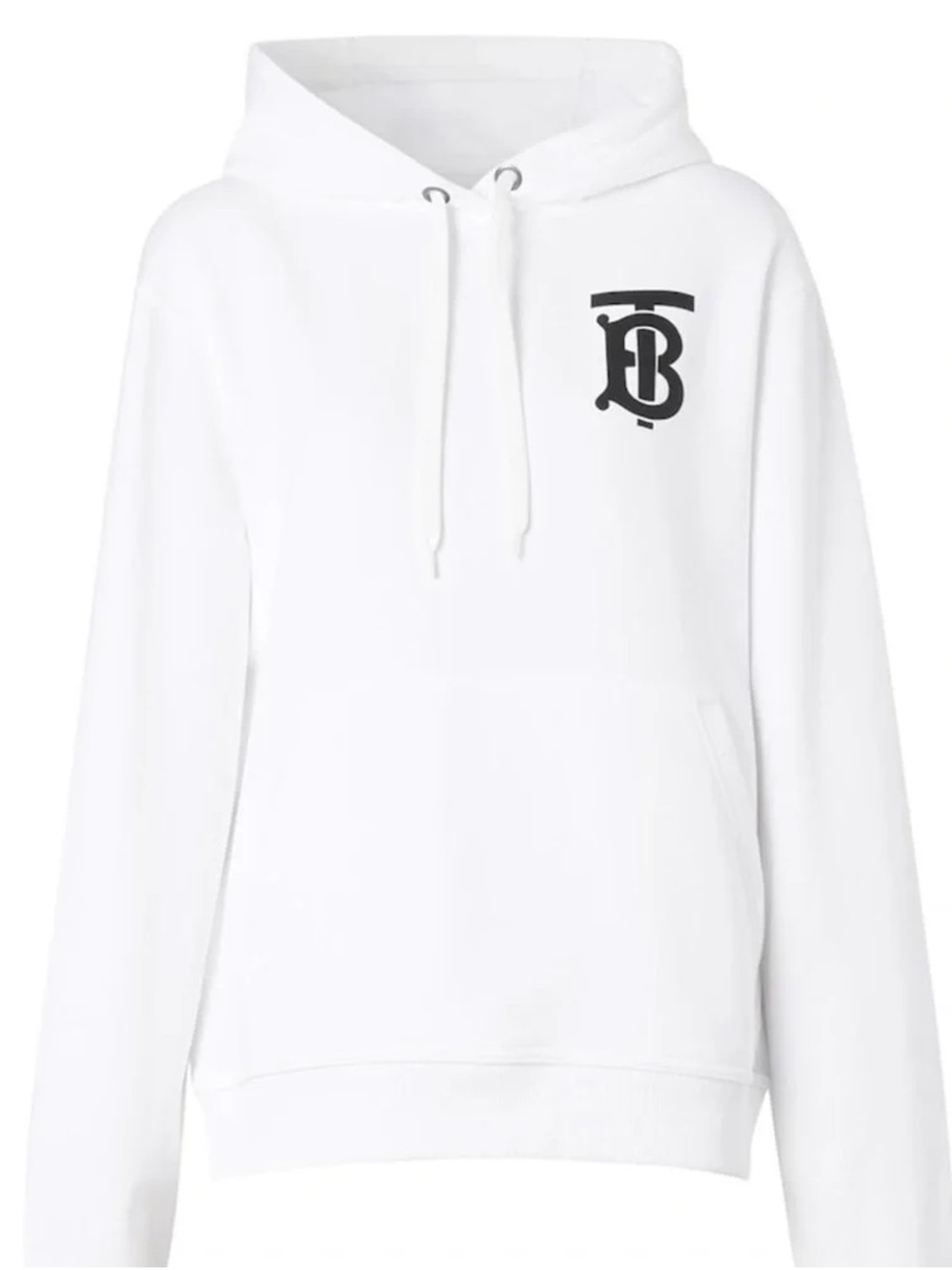 Burberry White Hoodie with Black TB Monogram